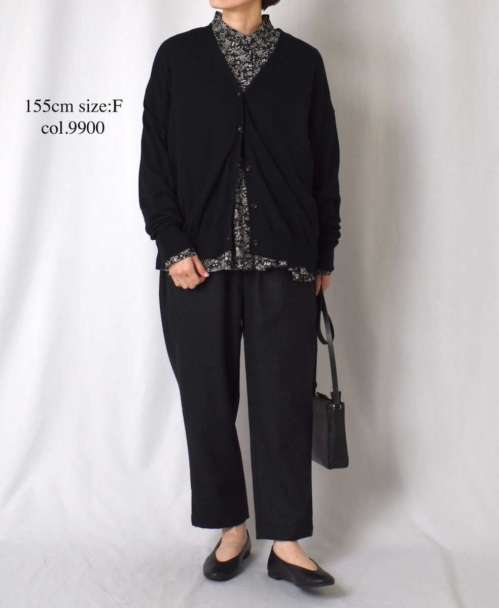 GNSL25531(カーディガン) 14GG 2PLY PLAIN STITCH COTTON WOOL CASHMERE V-NECK CARDIGAN