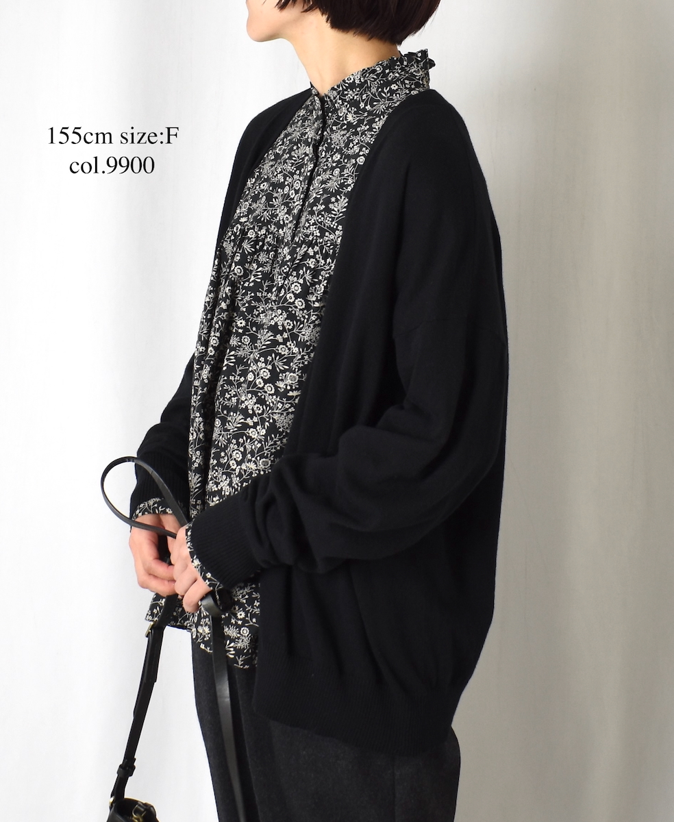 GNSL25531(カーディガン) 14GG 2PLY PLAIN STITCH COTTON WOOL CASHMERE V-NECK CARDIGAN