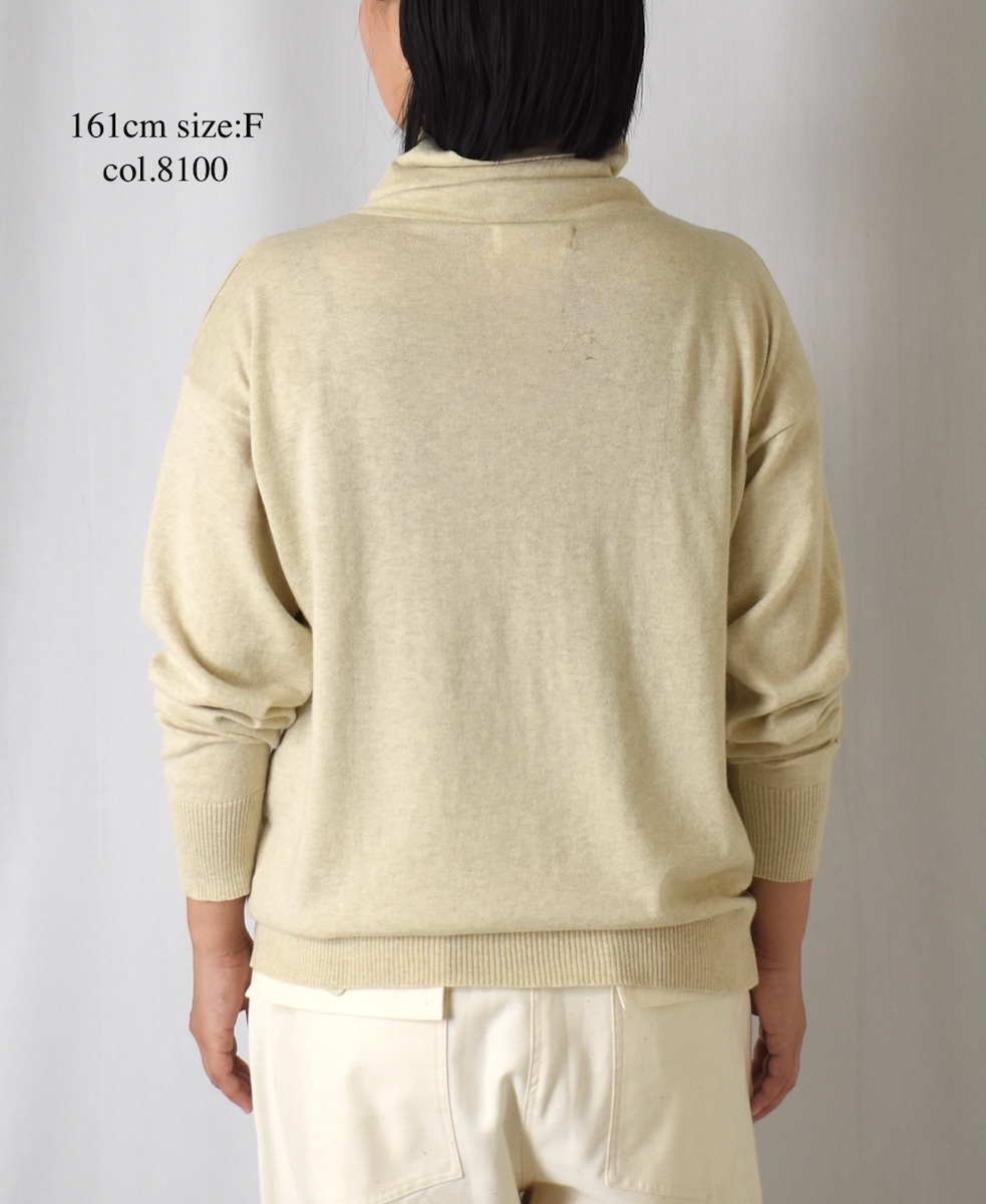 GNSL24541(ニット) 14GG 2PLY PLAIN STITCH COTTON WOOL CASHMERE TURTLE NECK PULLOVER