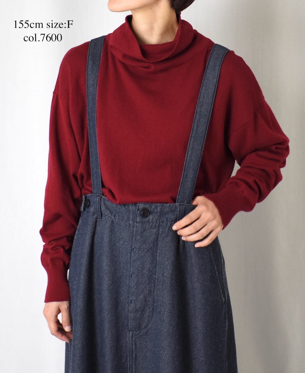 GNSL24541(ニット) 14GG 2PLY PLAIN STITCH COTTON WOOL CASHMERE TURTLE NECK PULLOVER