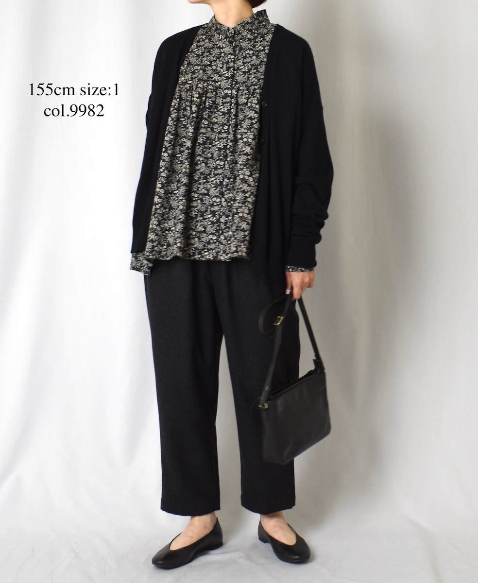NSL25571(シャツ) COTTON SLUB FLOWER PRINT FRILL COLLAR SHIRT WITH GATHER