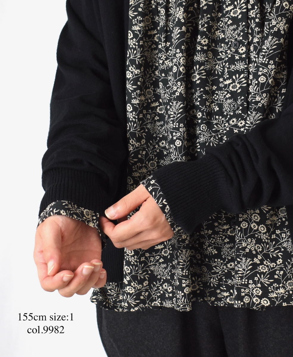 NSL25571(シャツ) COTTON SLUB FLOWER PRINT FRILL COLLAR SHIRT WITH GATHER
