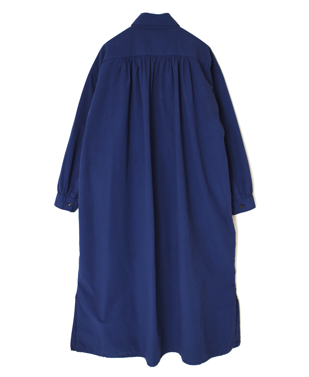 INAM2555PD(ワンピース) 40s POPLIN OVER DYE WORK GATHERED SHIRT DRESS