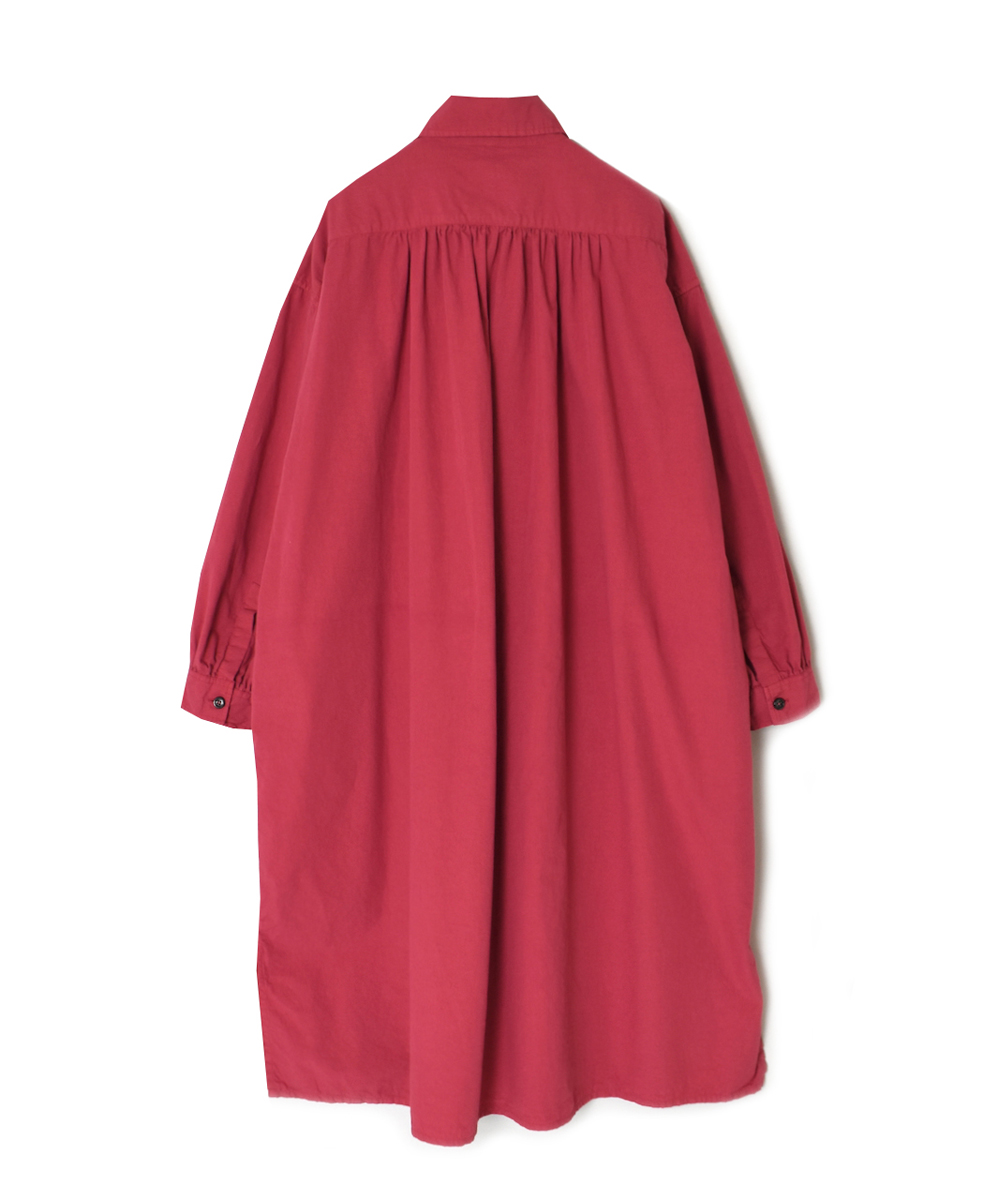 INAM2555PD(ワンピース) 40s POPLIN OVER DYE WORK GATHERED SHIRT DRESS