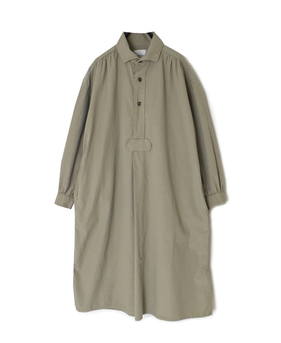 INAM2555PD(ワンピース) 40s POPLIN OVER DYE WORK GATHERED SHIRT DRESS