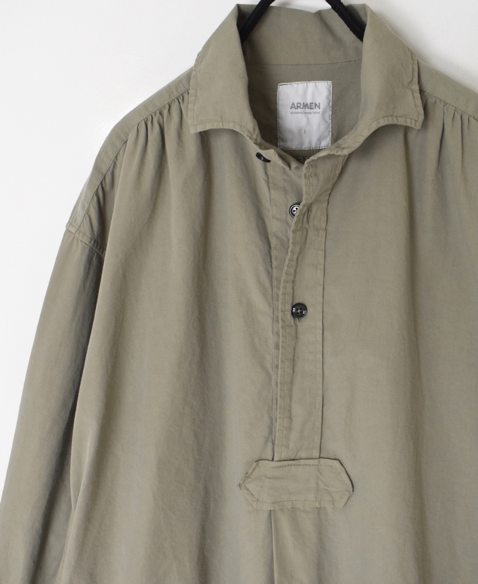INAM2555PD(ワンピース) 40s POPLIN OVER DYE WORK GATHERED SHIRT DRESS