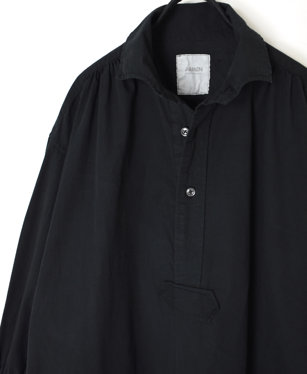 INAM2555PD(ワンピース) 40s POPLIN OVER DYE WORK GATHERED SHIRT DRESS