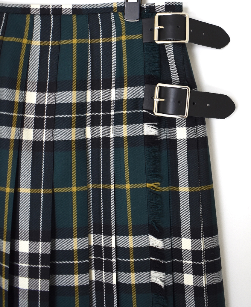 NOD0853 (スカート) WORSTED WOOL LOW WAIST PLEATS WRAP SKIRT LENGTH 80cm (WITH PIN)