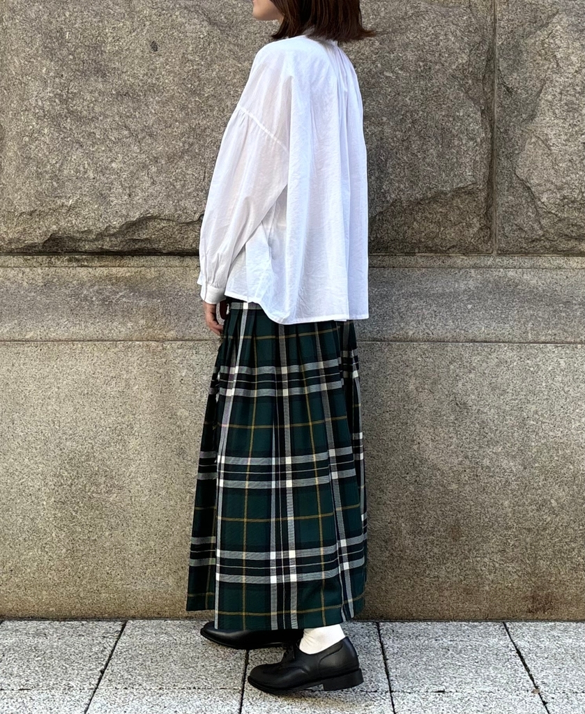 NOD0853 (スカート) WORSTED WOOL LOW WAIST PLEATS WRAP SKIRT LENGTH 80cm (WITH PIN)