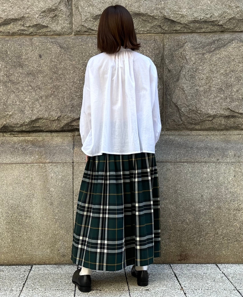 NOD0853 (スカート) WORSTED WOOL LOW WAIST PLEATS WRAP SKIRT LENGTH 80cm (WITH PIN)