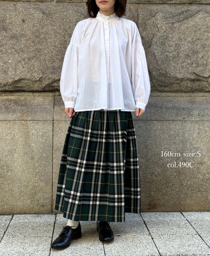 NOD0853 (スカート) WORSTED WOOL LOW WAIST PLEATS WRAP SKIRT LENGTH 80cm (WITH PIN)