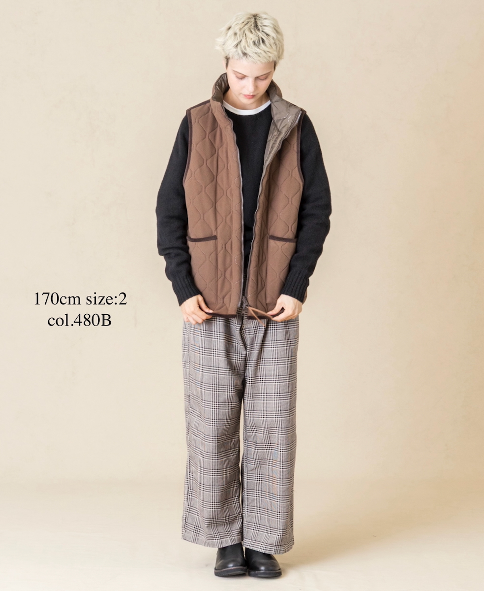 NAM2253 (ベスト) POLYxFLEECE HEAT QUILT HIGH-NECK FULL DOUBLE ZIP-UP REVERSIBLE VEST