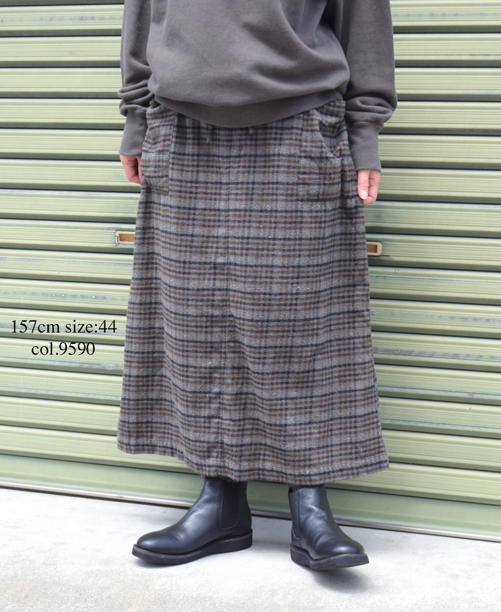 INHT2564CKD(スカート) COTTON CHECK OVERDYE EASY SKIRT