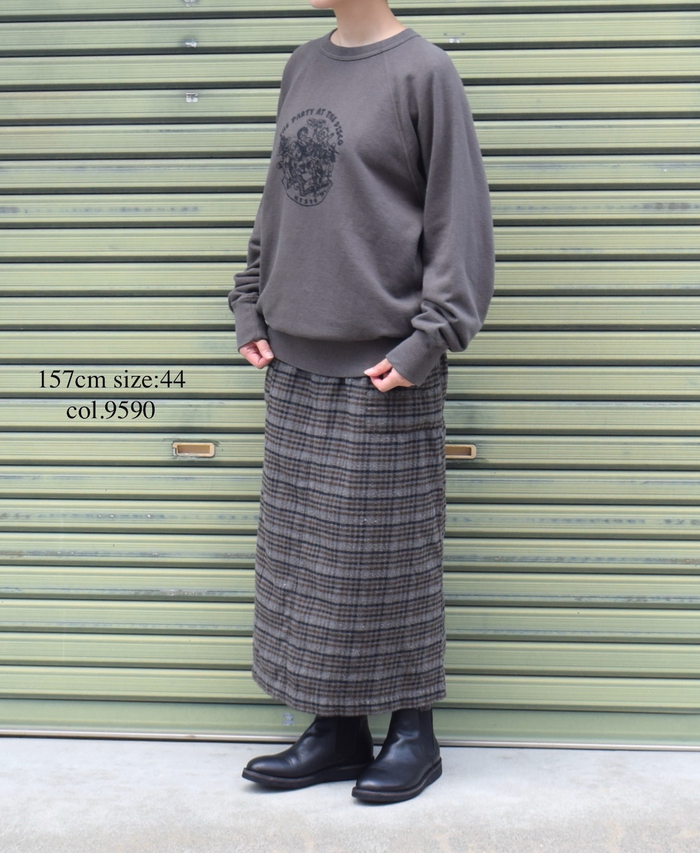 INHT2564CKD(スカート) COTTON CHECK OVERDYE EASY SKIRT