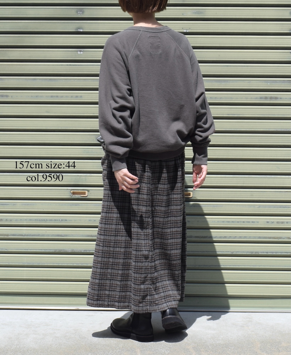 INHT2564CKD(スカート) COTTON CHECK OVERDYE EASY SKIRT