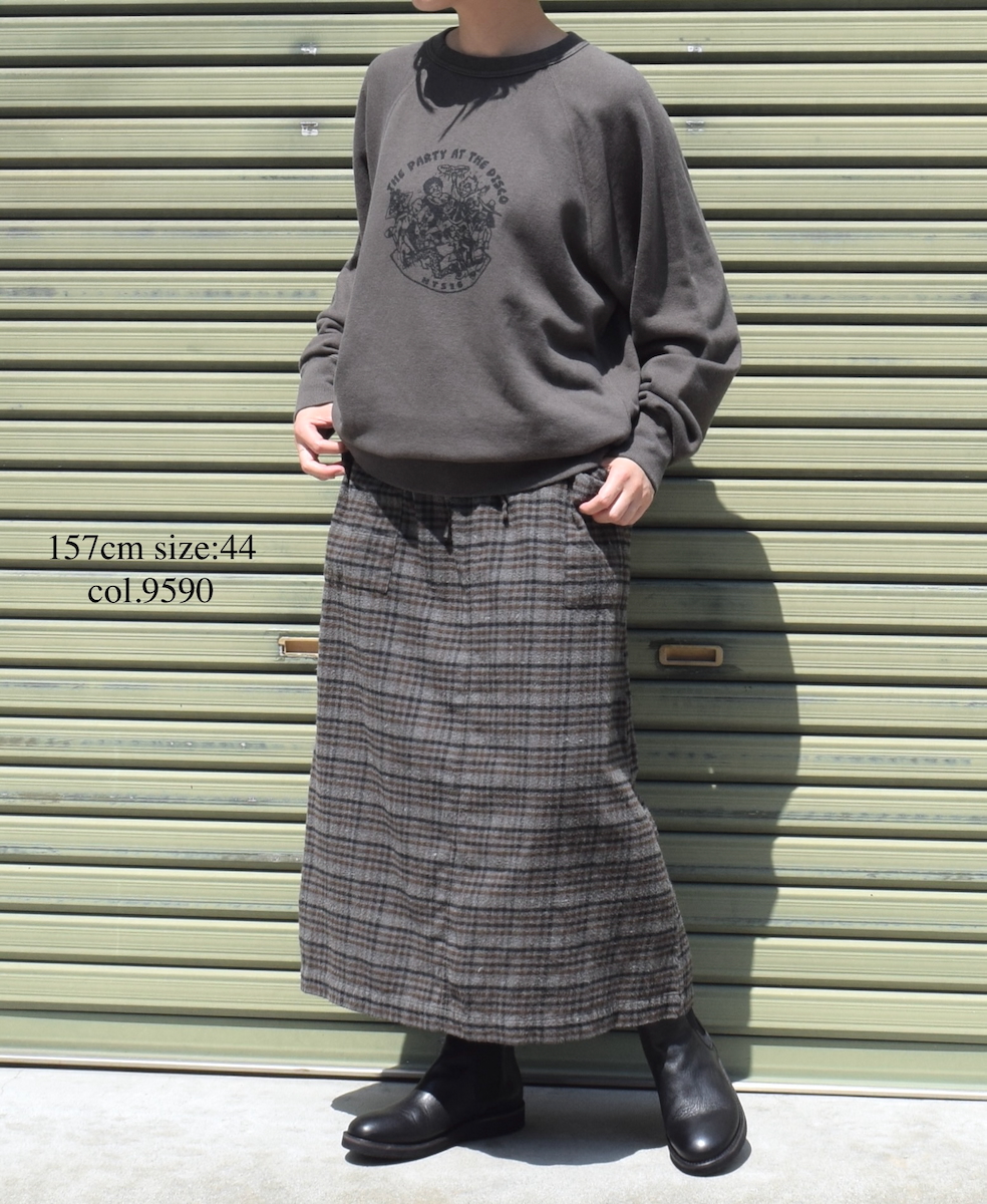 INHT2564CKD(スカート) COTTON CHECK OVERDYE EASY SKIRT