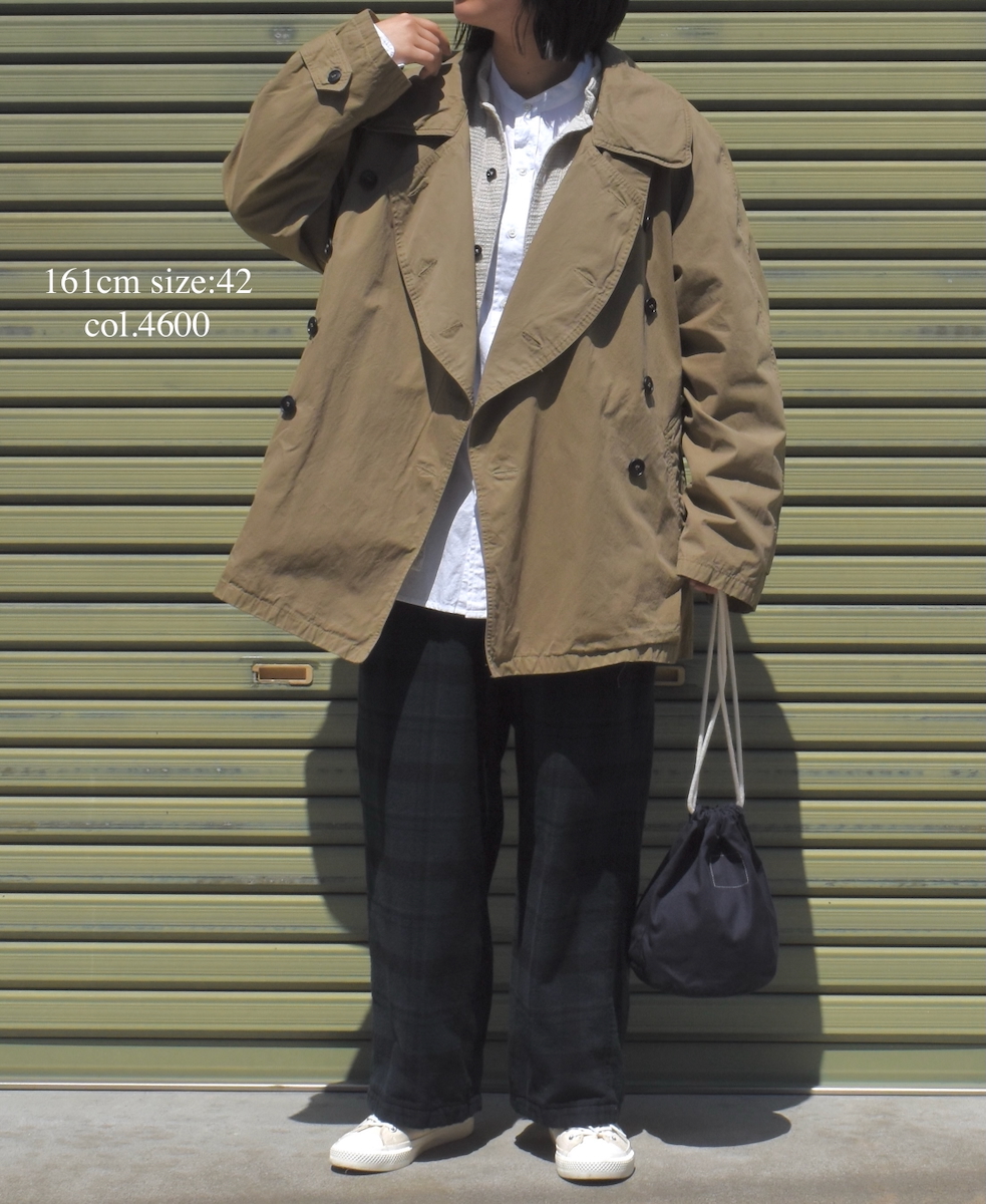 NHT2201HB(コート) MEDIUM WEIGHT PEACH SKIN COTTON DOUBLE OVER SHORT COAT