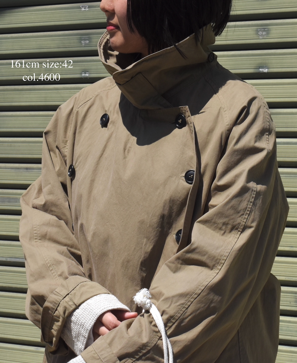 NHT2201HB(コート) MEDIUM WEIGHT PEACH SKIN COTTON DOUBLE OVER SHORT COAT