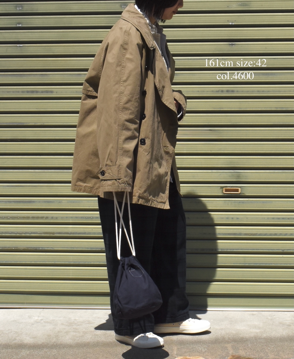 NHT2201HB(コート) MEDIUM WEIGHT PEACH SKIN COTTON DOUBLE OVER SHORT COAT