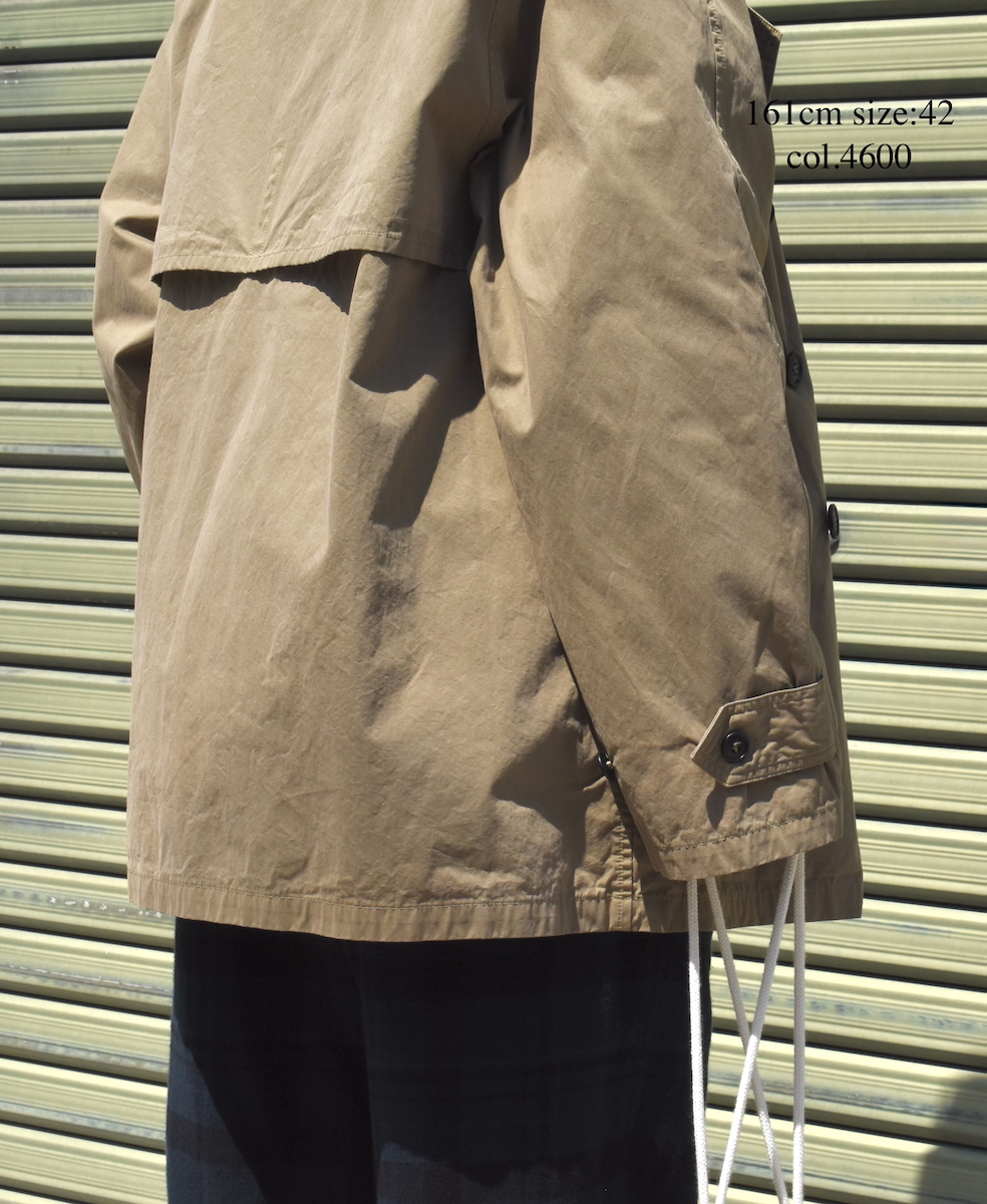 NHT2201HB(コート) MEDIUM WEIGHT PEACH SKIN COTTON DOUBLE OVER SHORT COAT