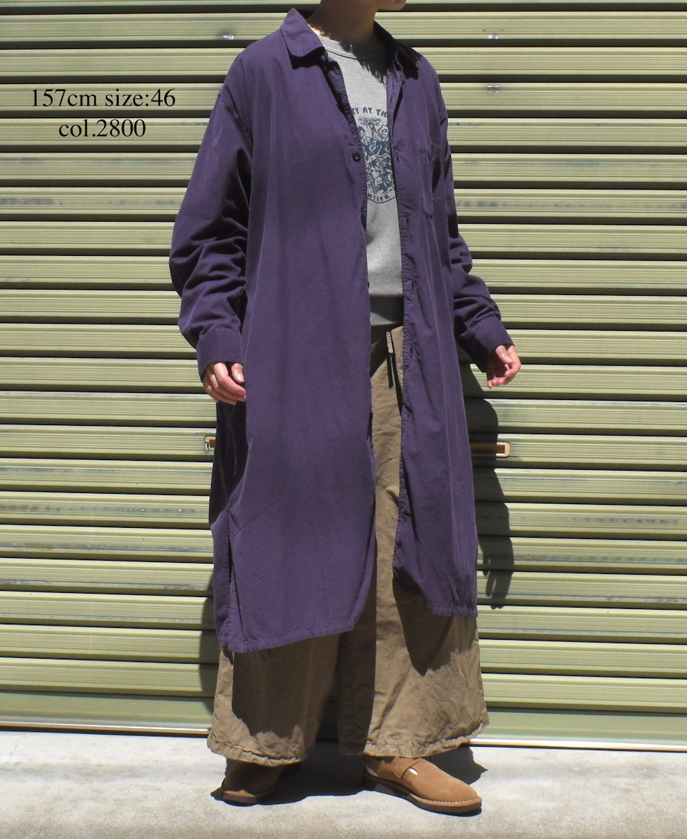INHT2552CD(ロングシャツ) 26 WALES CORDUROY OVERDYE ONE-UP COLLAR LONG SHIRT