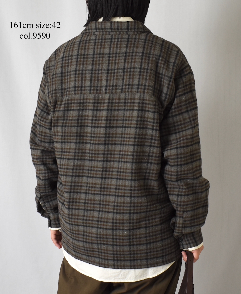 INHT2561CKD(シャツ) COTTON CHECK OVERDYE ONE-UP COLLAR SHIRT
