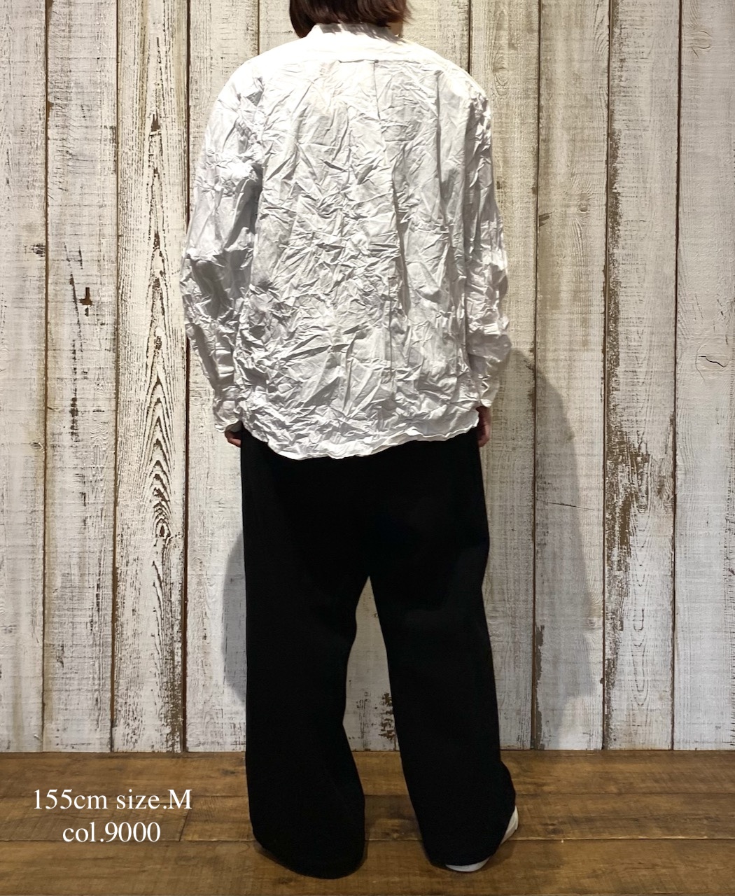 NVL2582W(シャツ) 40s ORGANIC POPLIN (WRINKLE) BANDED COLLAR L/SL OVERSIZED SHIRT