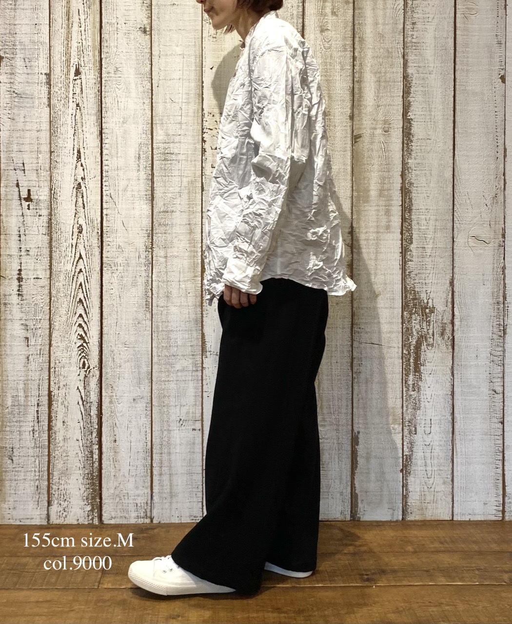 NVL2582W(シャツ) 40s ORGANIC POPLIN (WRINKLE) BANDED COLLAR L/SL OVERSIZED SHIRT