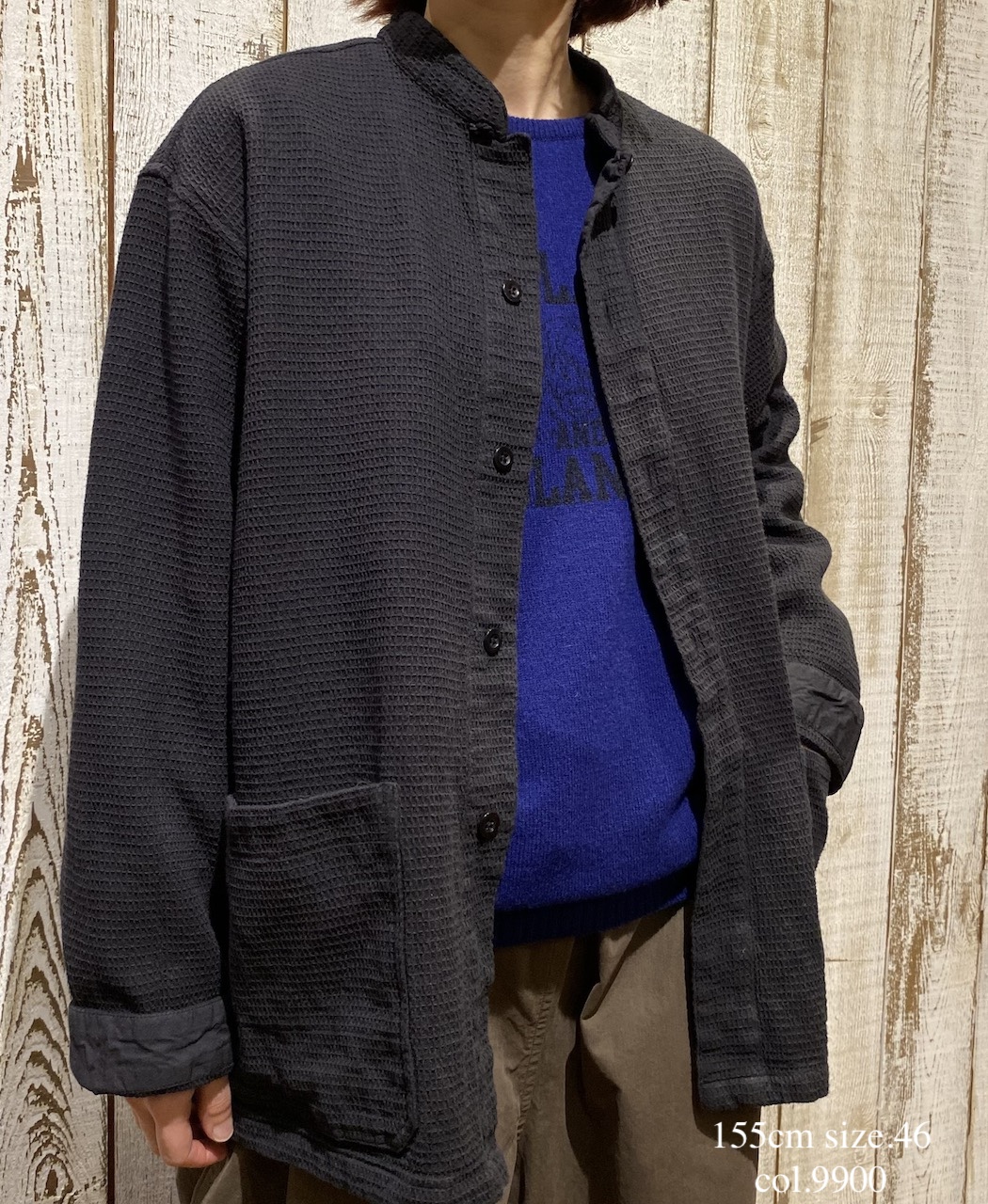 INHT2572WPD(ジャケット) WAFFLE PLAIN OVERDYE STAND COLLAR COVER ALL