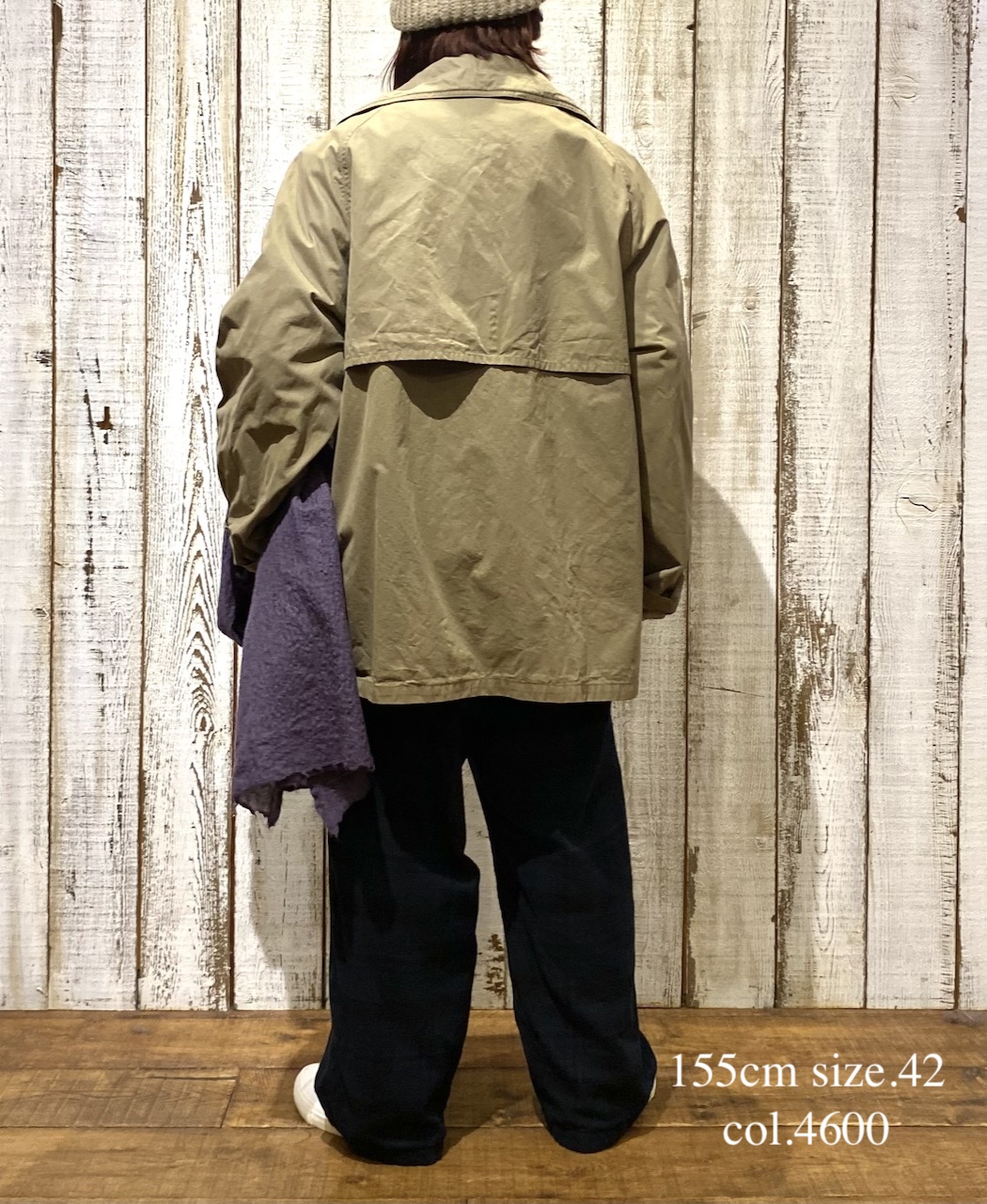 NHT2201HB(コート) MEDIUM WEIGHT PEACH SKIN COTTON DOUBLE OVER SHORT COAT