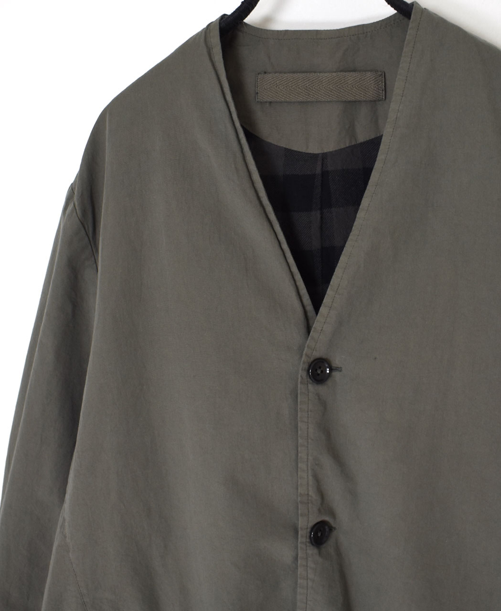 NVL2591D(ジャケット) 40s ORGANIC POPLIN (OVERDYE) SIDE VENTS V-NECK JACKET
