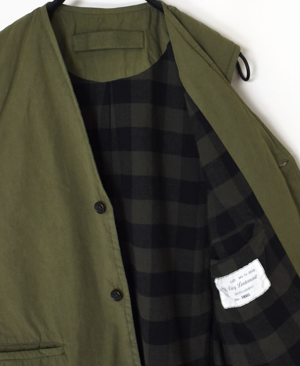 NVL2592D(ベスト) 40s ORGANIC POPLIN (OVERDYE) V-NECK VEST