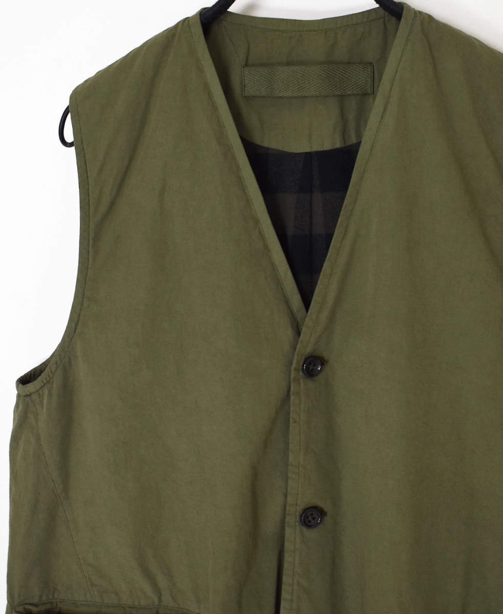 NVL2592D(ベスト) 40s ORGANIC POPLIN (OVERDYE) V-NECK VEST