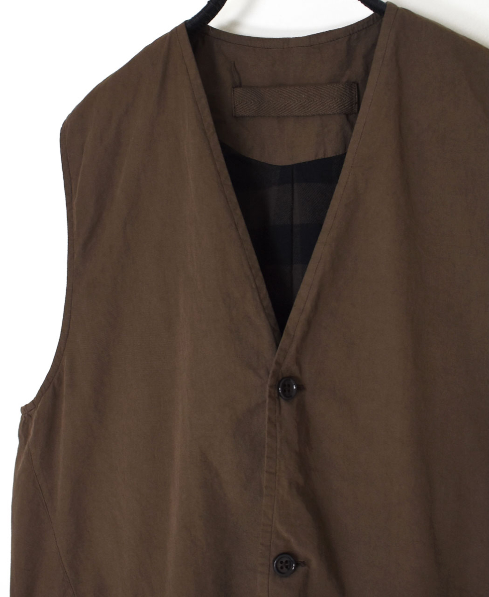 NVL2592D(ベスト) 40s ORGANIC POPLIN (OVERDYE) V-NECK VEST