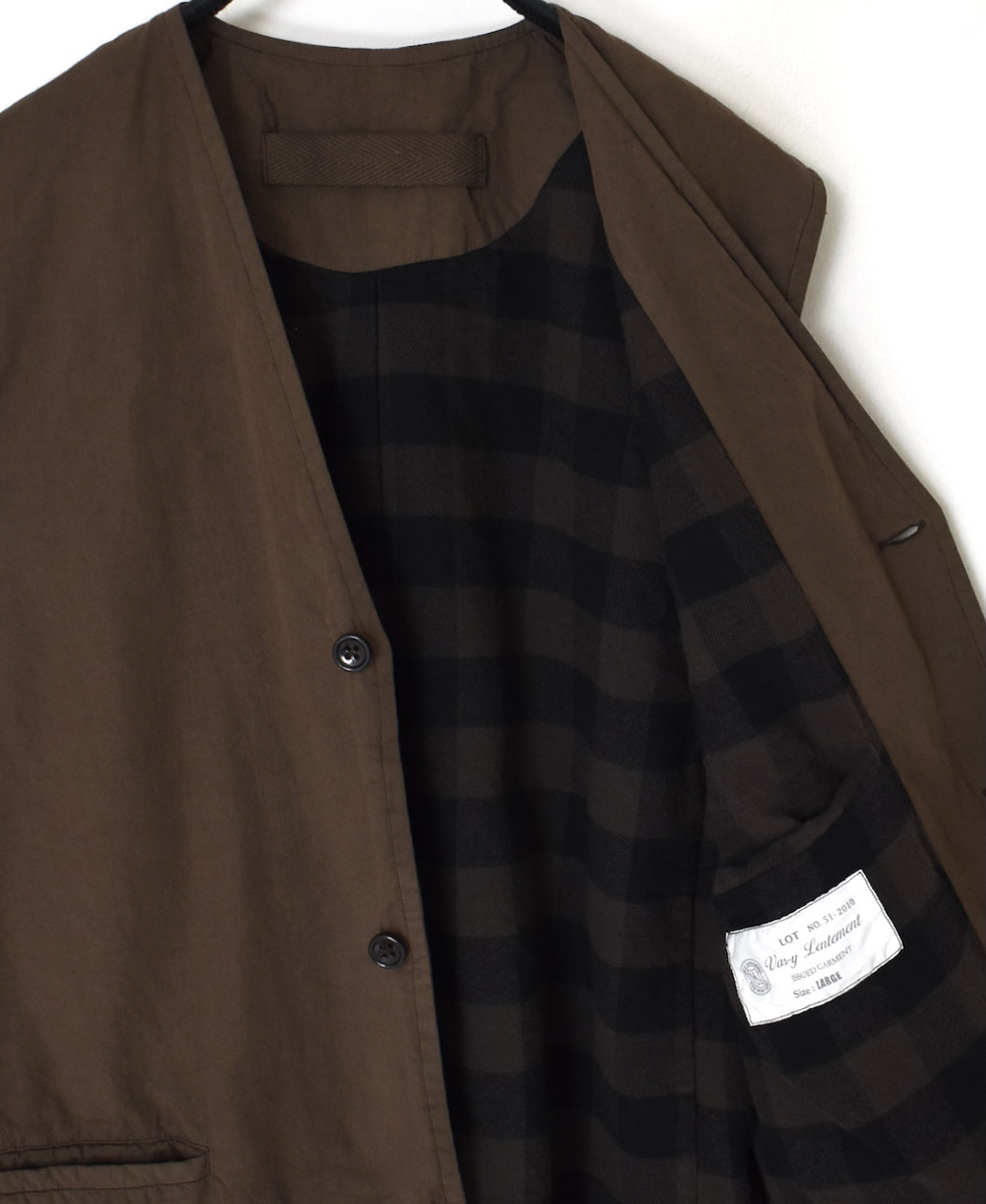 NVL2592D(ベスト) 40s ORGANIC POPLIN (OVERDYE) V-NECK VEST