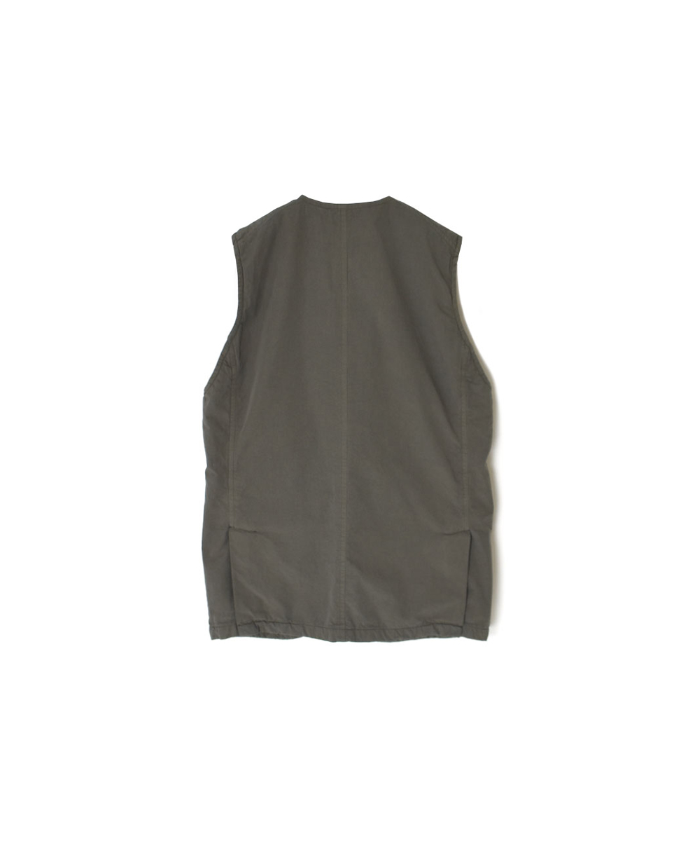 NVL2592D(ベスト) 40s ORGANIC POPLIN (OVERDYE) V-NECK VEST