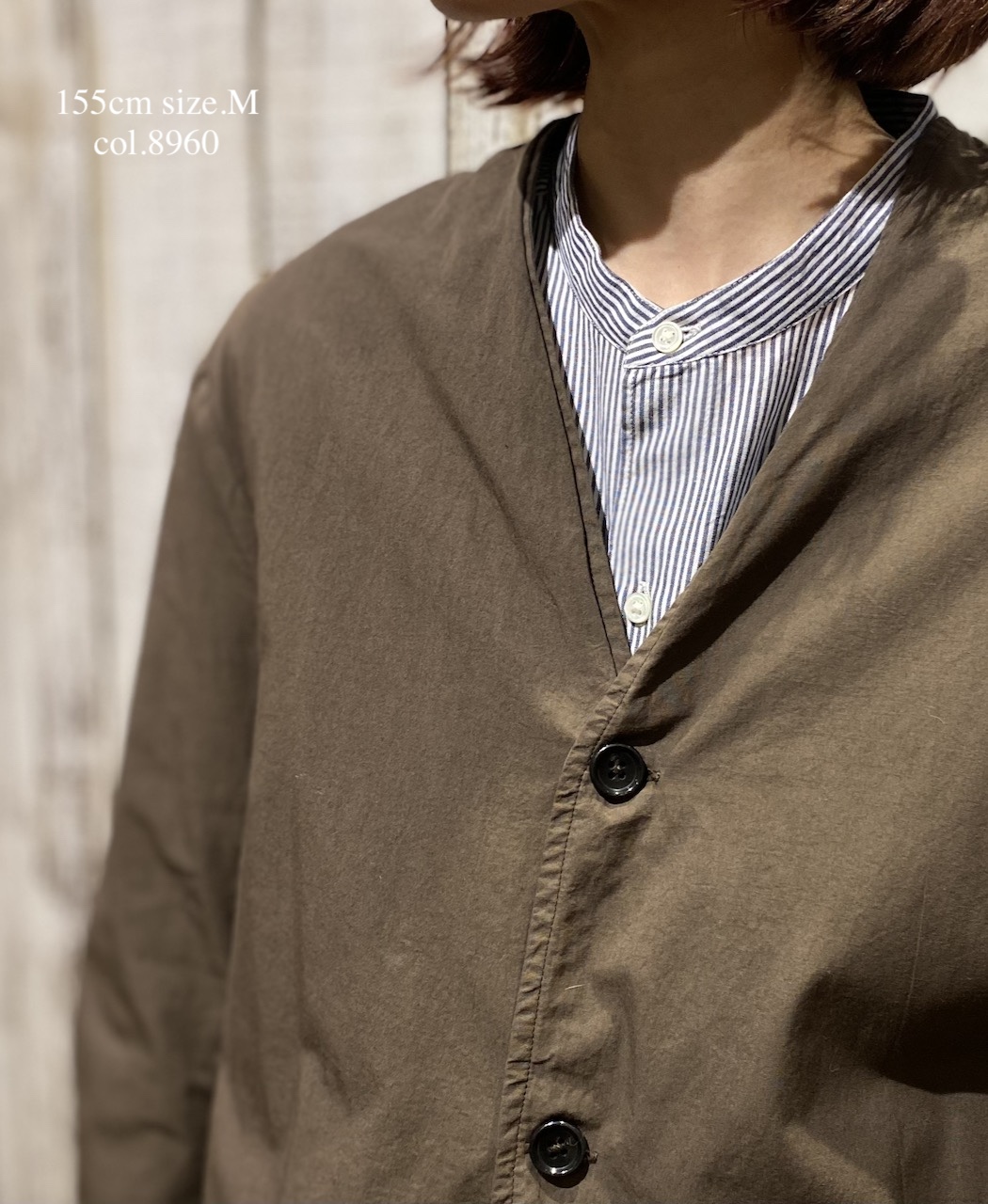 NVL2591D(ジャケット) 40s ORGANIC POPLIN (OVERDYE) SIDE VENTS V-NECK JACKET