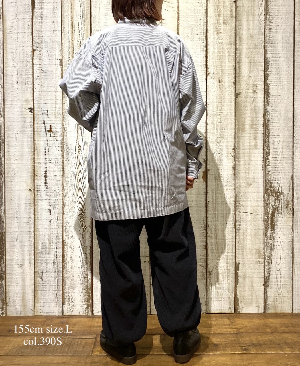 NVL2522S(シャツ) YARN DYED COTTON STRIPE BANDED COLLAR L/SL SHIRT