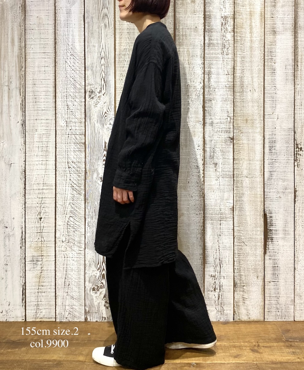 INAM2563GPD (ロングシャツ) DOUBLE GAUZE PLAIN UTILITY BANDED COLLAR SHIRTS