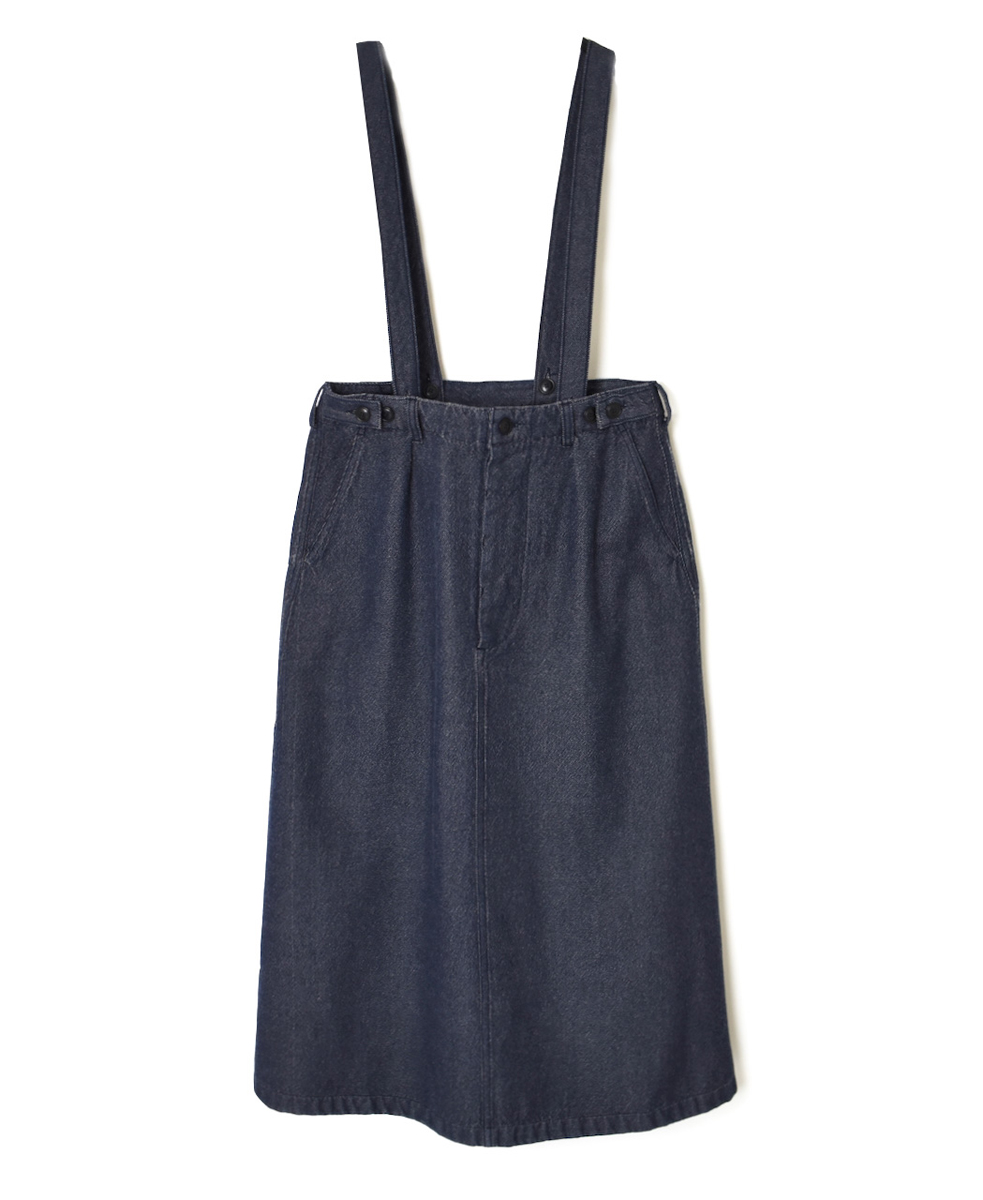 ISNAM2574(スカート) WOOL COTTON TWILL ADJUSTER TACK SKIRT WITH SUSPENDERS