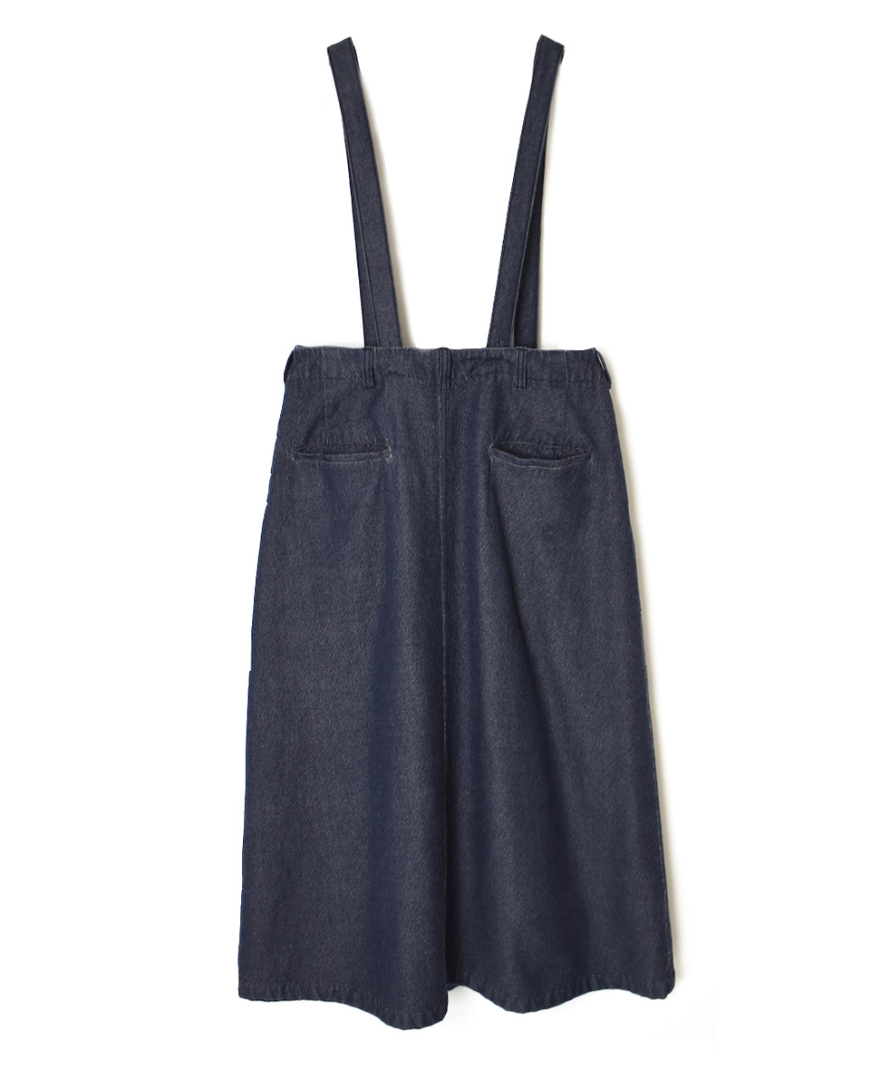 ISNAM2574(スカート) WOOL COTTON TWILL ADJUSTER TACK SKIRT WITH SUSPENDERS