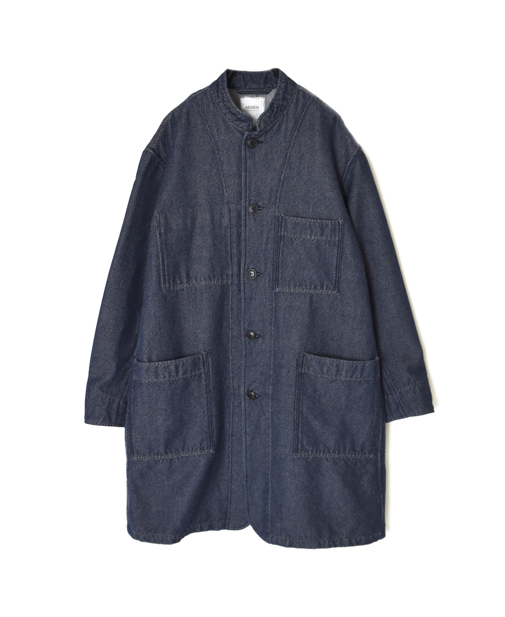 ISNAM2572(ジャケット) COTTON WOOL TWILL BANDED COLLAR LONG JACKET