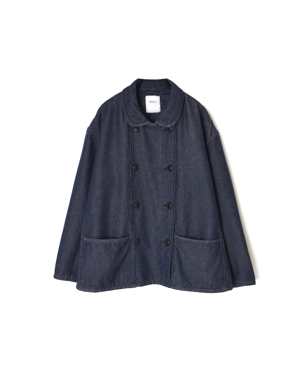 ISNAM2571(ジャケット) COTTON WOOL TWILL ROUND COLLAR DOUBLE JACKET