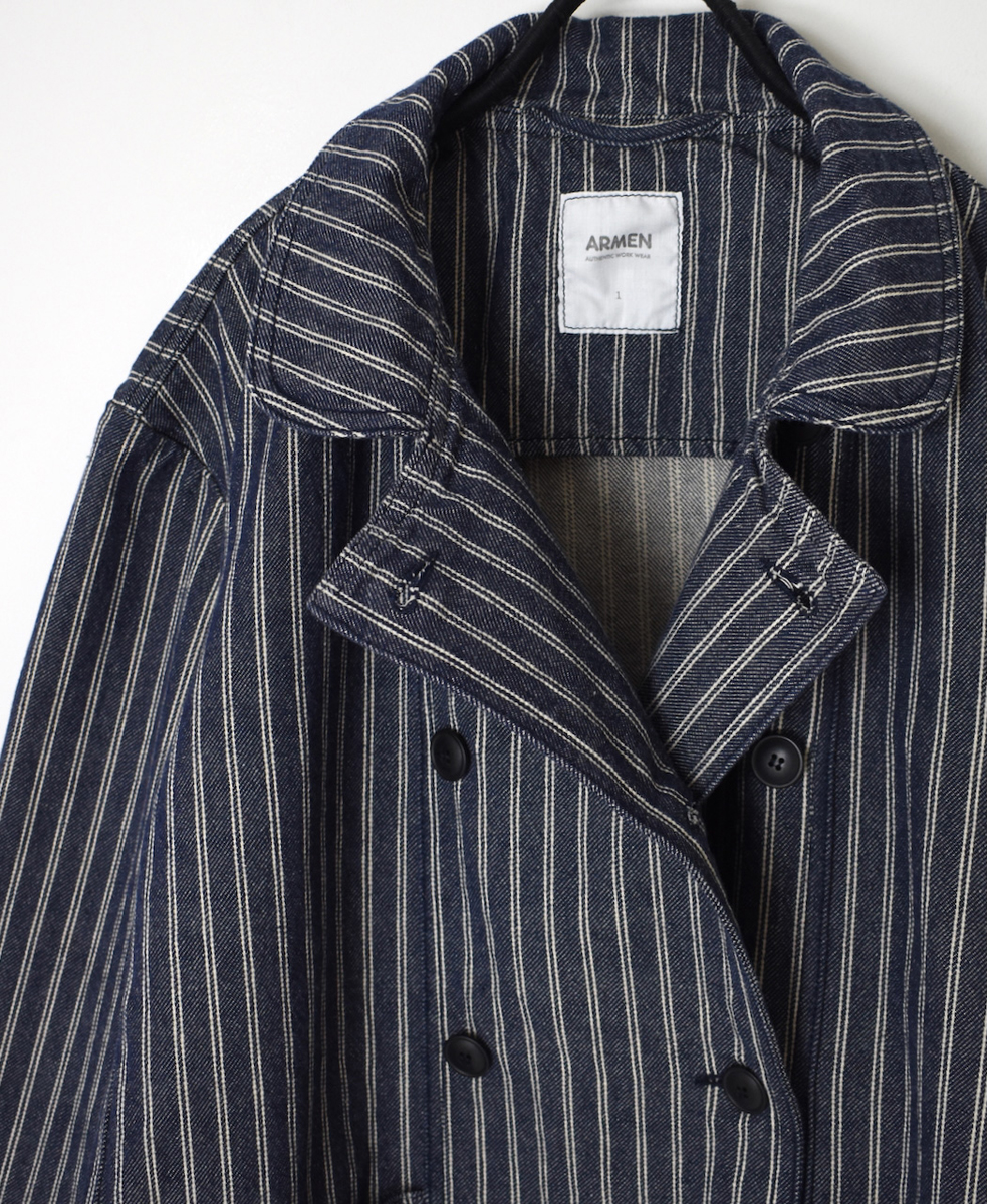 ISNAM2571S(ジャケット) YARN DYED INDIGO 2STRIPE ROUND COLLAR DOUBLE JACKET