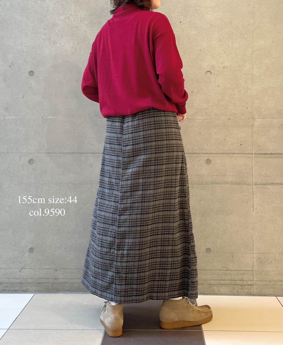 INHT2564CKD(スカート) COTTON CHECK OVERDYE EASY SKIRT
