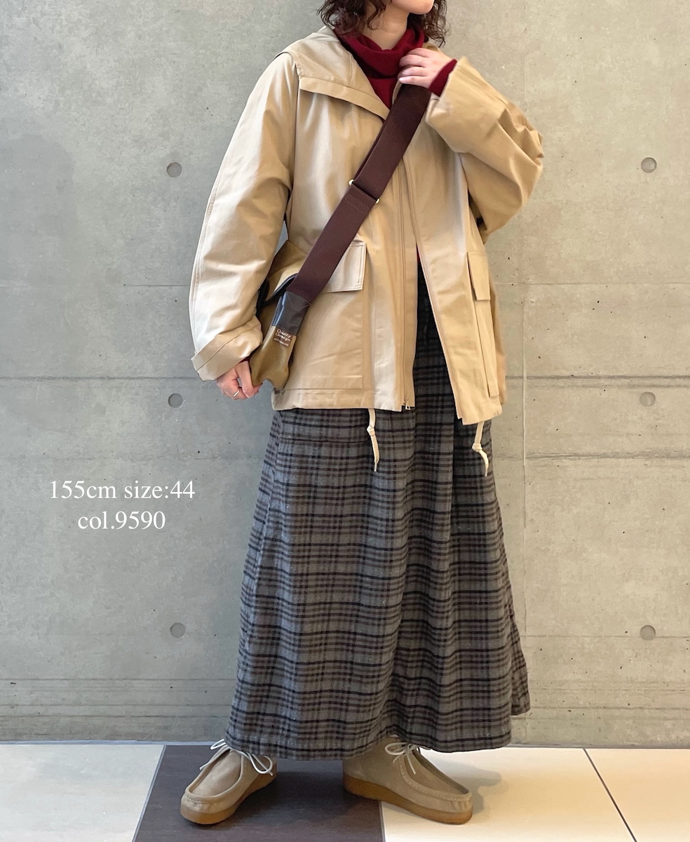 INHT2564CKD(スカート) COTTON CHECK OVERDYE EASY SKIRT