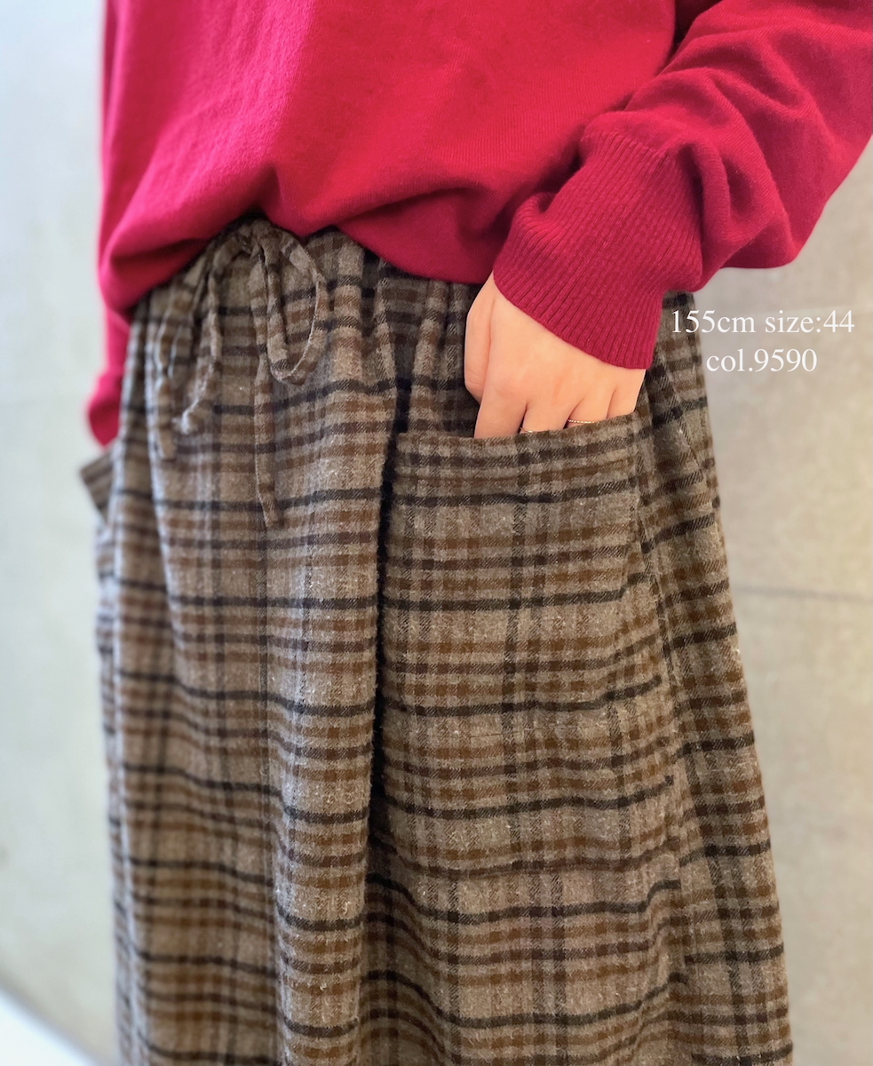 INHT2564CKD(スカート) COTTON CHECK OVERDYE EASY SKIRT