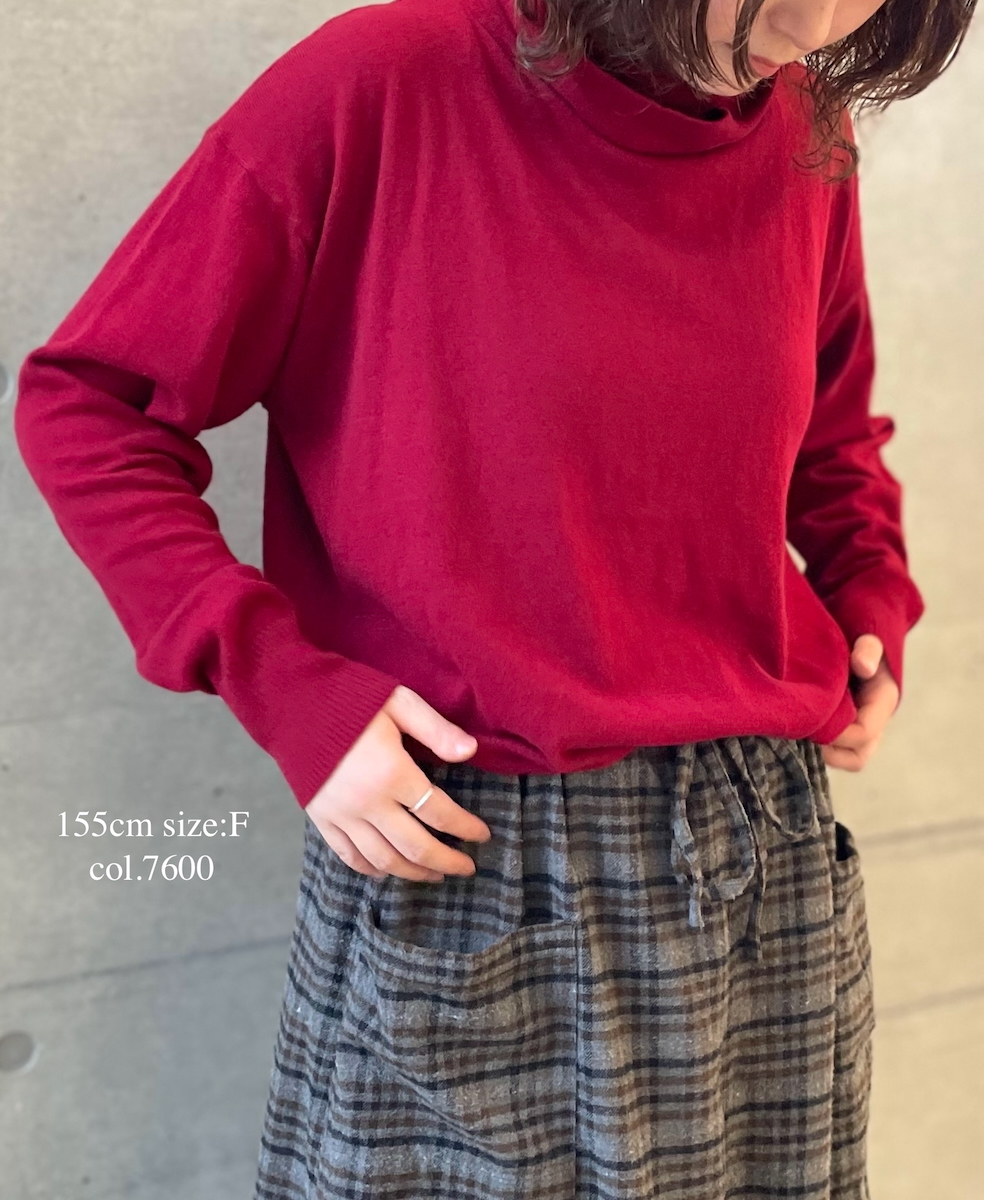 GNSL24541(ニット) 14GG 2PLY PLAIN STITCH COTTON WOOL CASHMERE TURTLE NECK PULLOVER