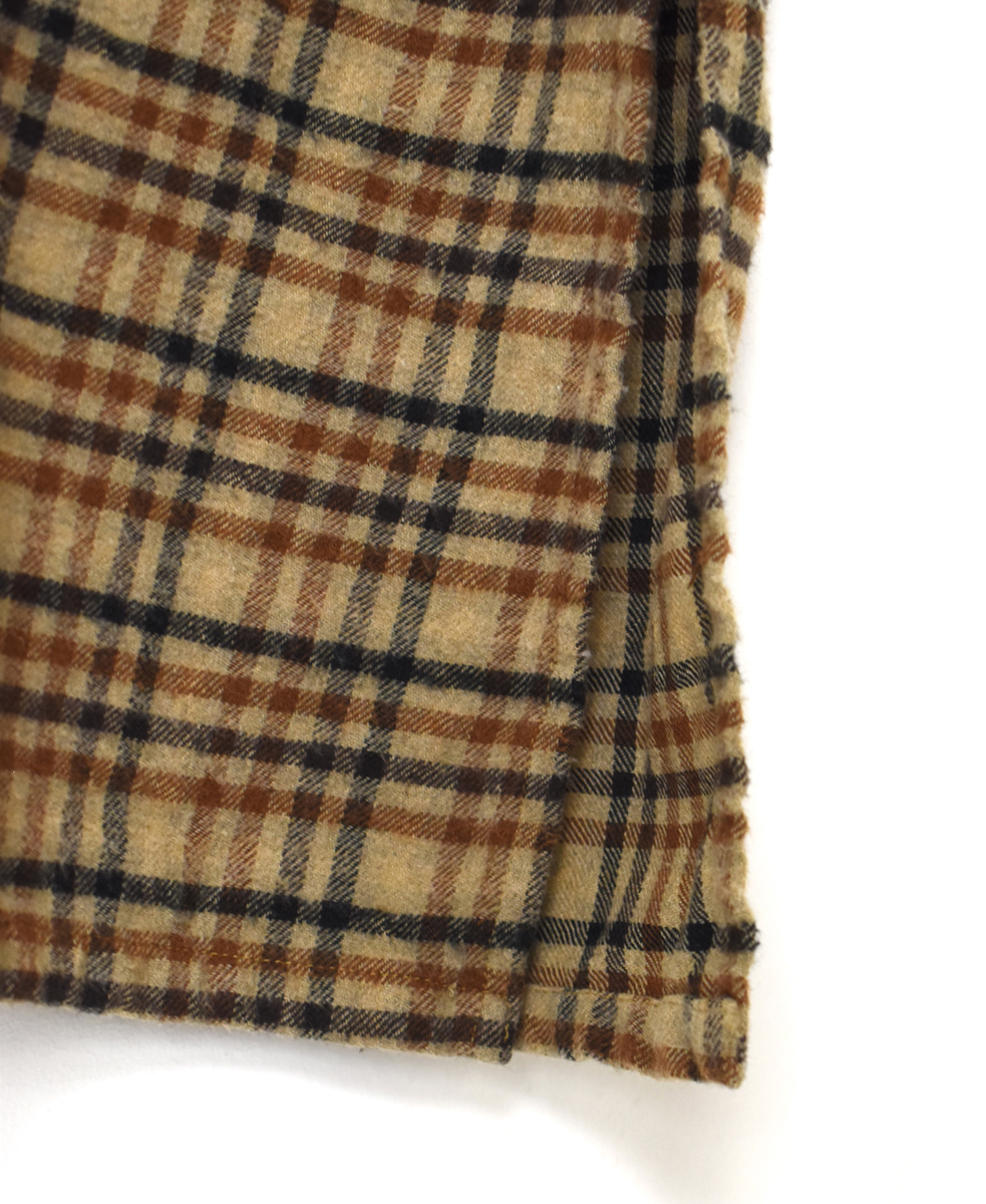 INHT2562CKD(ロングシャツ) COTTON CHECK OVERDYE ONE-UP COLLAR LONG SHIRT