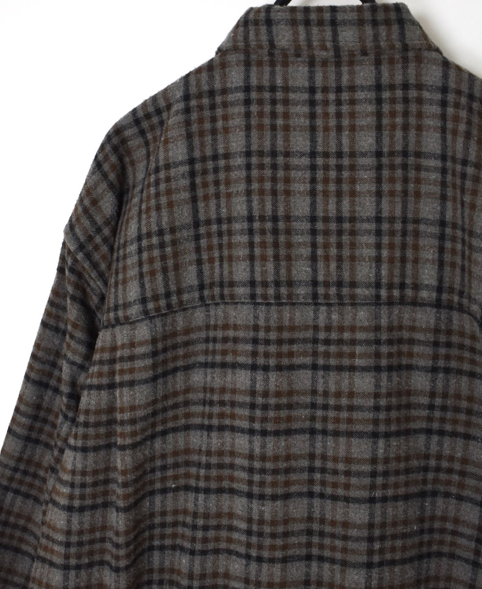 INHT2562CKD(ロングシャツ) COTTON CHECK OVERDYE ONE-UP COLLAR LONG SHIRT